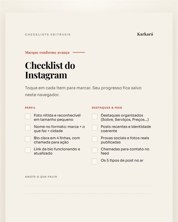 Checklist do Instagram